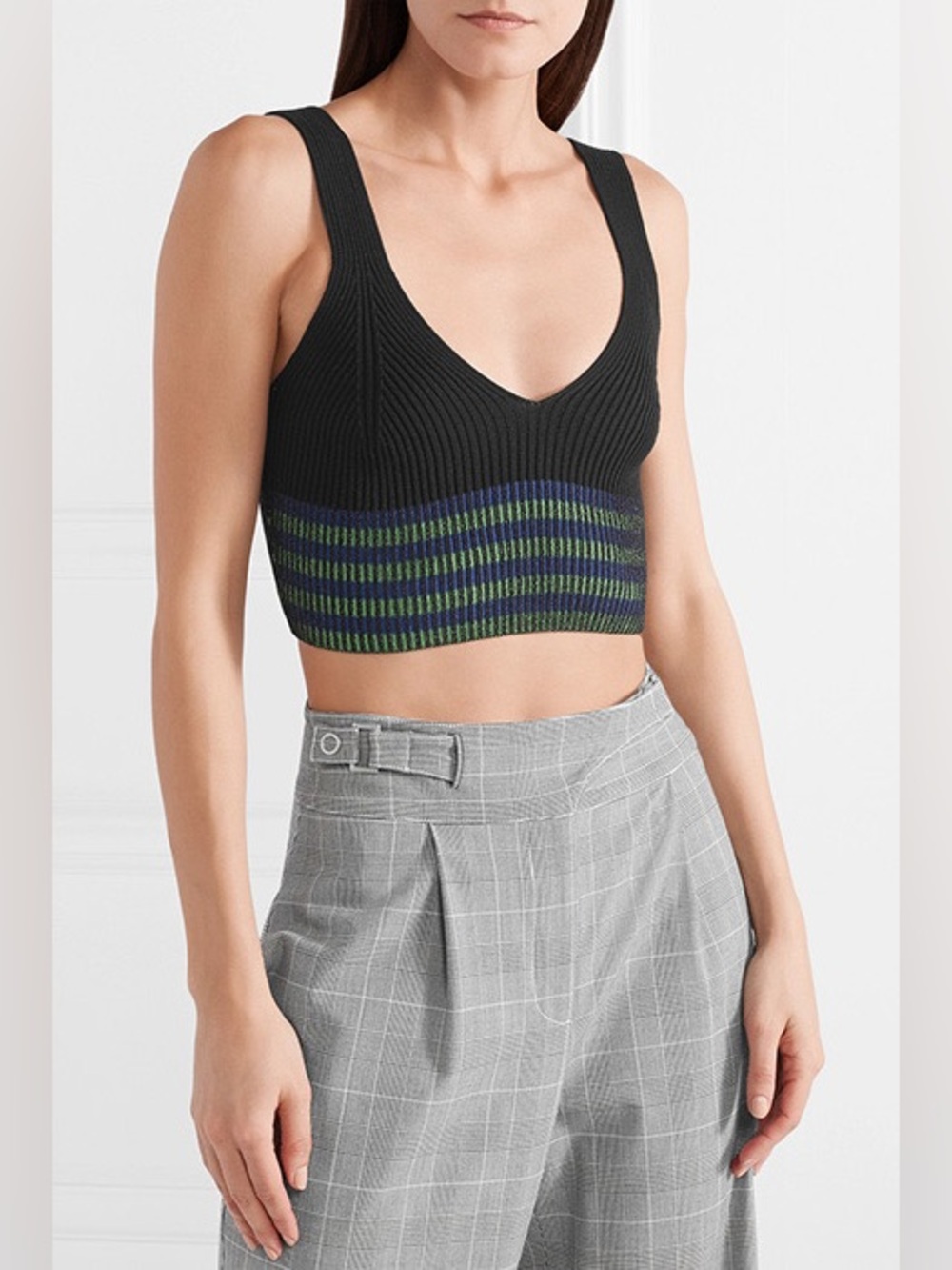 OPENING CEREMONY | S | Striped Crop Sweetheart Stretch Knit Tank Top